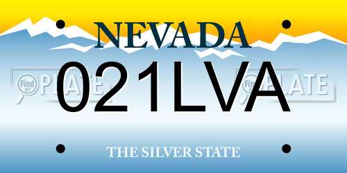 021LVA Nevada License Plate