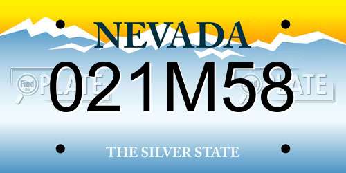 021M58 Nevada License Plate