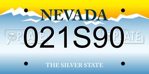 021S90 Nevada License Plate
