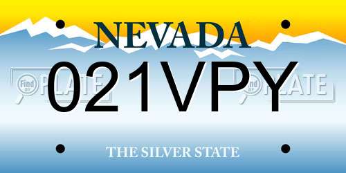 021VPY Nevada License Plate