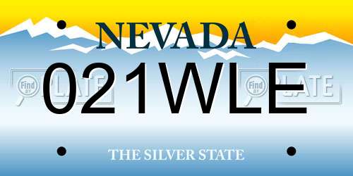 021WLE Nevada License Plate