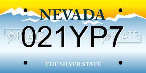 021YP7 Nevada License Plate