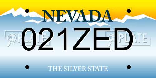 021ZED Nevada License Plate