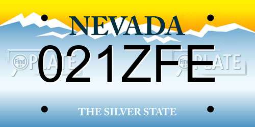 021ZFE Nevada License Plate