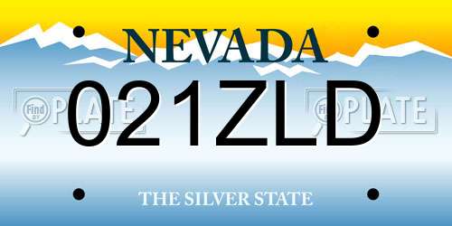 021ZLD Nevada License Plate