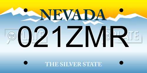 021ZMR Nevada License Plate