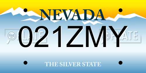 021ZMY Nevada License Plate