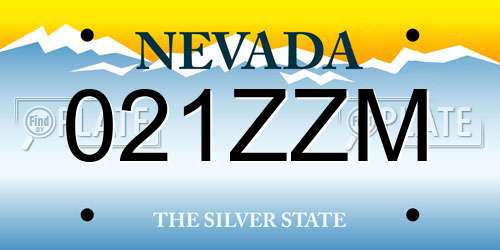 021ZZM Nevada License Plate