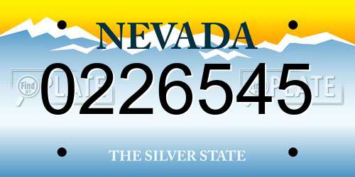 0226545 Nevada License Plate