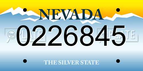 0226845 Nevada License Plate