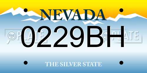 0229BH Nevada License Plate