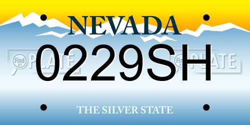 0229SH Nevada License Plate