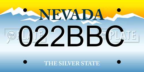 022BBC Nevada License Plate
