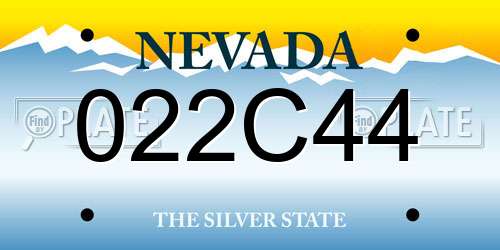 022C44 Nevada License Plate