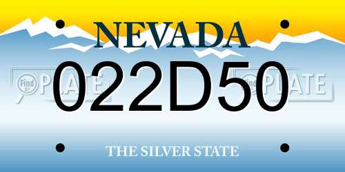 022D50 Nevada License Plate