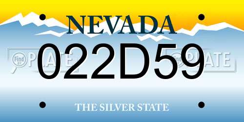 022D59 Nevada License Plate
