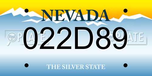 022D89 Nevada License Plate