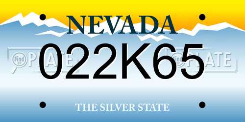 022K65 Nevada License Plate