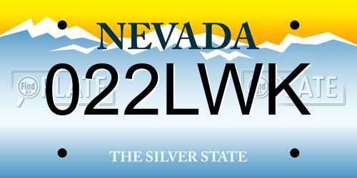 022LWK Nevada License Plate