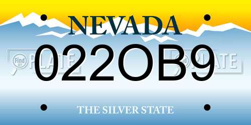 022OB9 Nevada License Plate