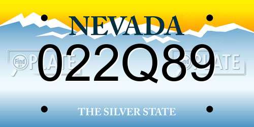 022Q89 Nevada License Plate