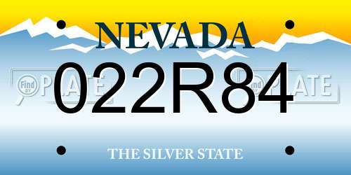 022R84 Nevada License Plate