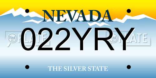 022YRY Nevada License Plate