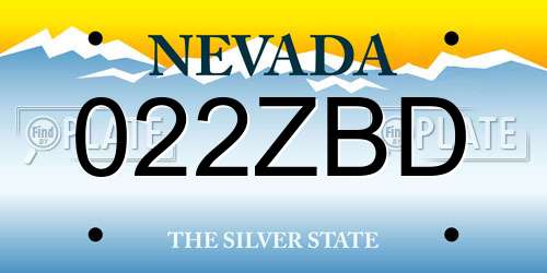 022ZBD Nevada License Plate