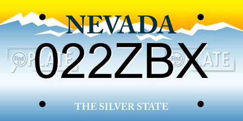 022ZBX Nevada License Plate