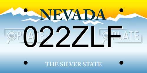 022ZLF Nevada License Plate