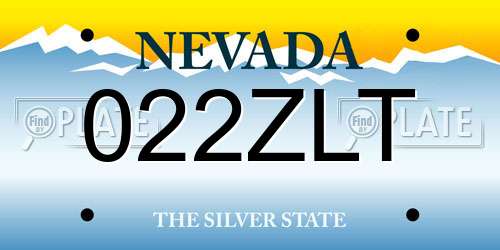 022ZLT Nevada License Plate