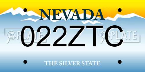 022ZTC Nevada License Plate