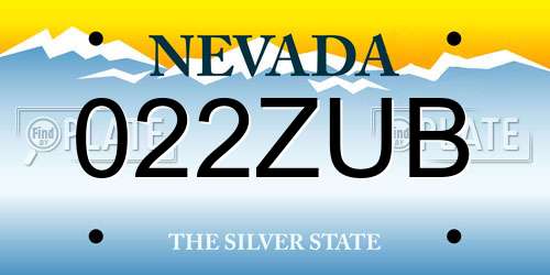 022ZUB Nevada License Plate