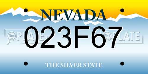 023F67 Nevada License Plate