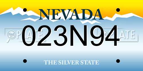 023N94 Nevada License Plate