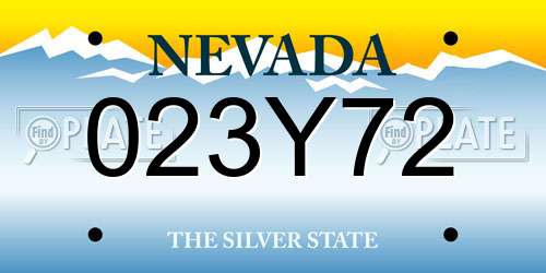 023Y72 Nevada License Plate