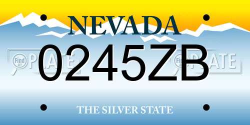0245ZB Nevada License Plate