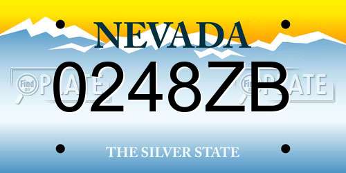 0248ZB Nevada License Plate