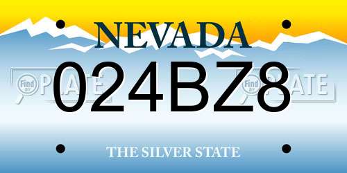 024BZ8 Nevada License Plate