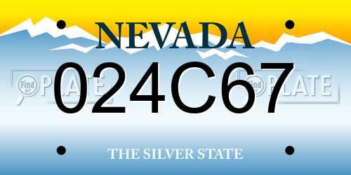 024C67 Nevada License Plate