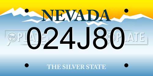 024J80 Nevada License Plate