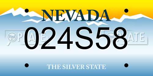 024S58 Nevada License Plate
