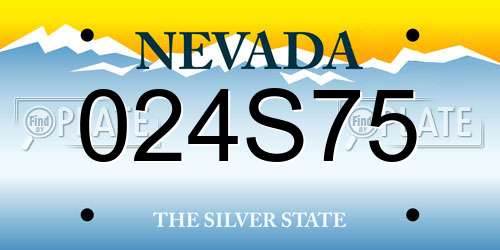 024S75 Nevada License Plate