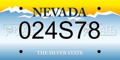 024S78 Nevada License Plate