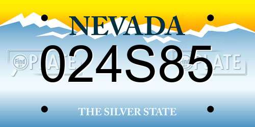 024S85 Nevada License Plate
