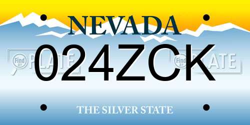 024ZCK Nevada License Plate