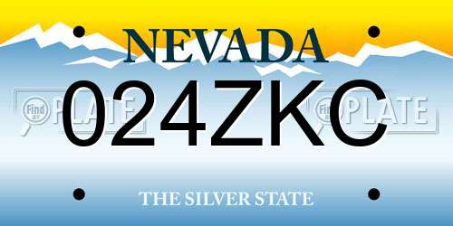 024ZKC Nevada License Plate