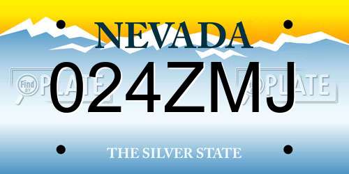 024ZMJ Nevada License Plate