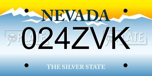 024ZVK Nevada License Plate