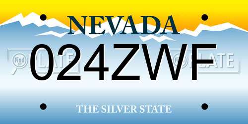 024ZWF Nevada License Plate